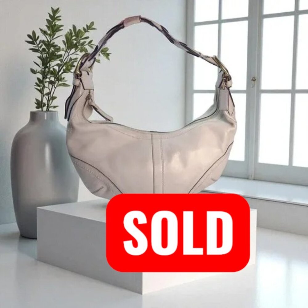 COACH Large Hobo Shoulder Bag in ivory/white